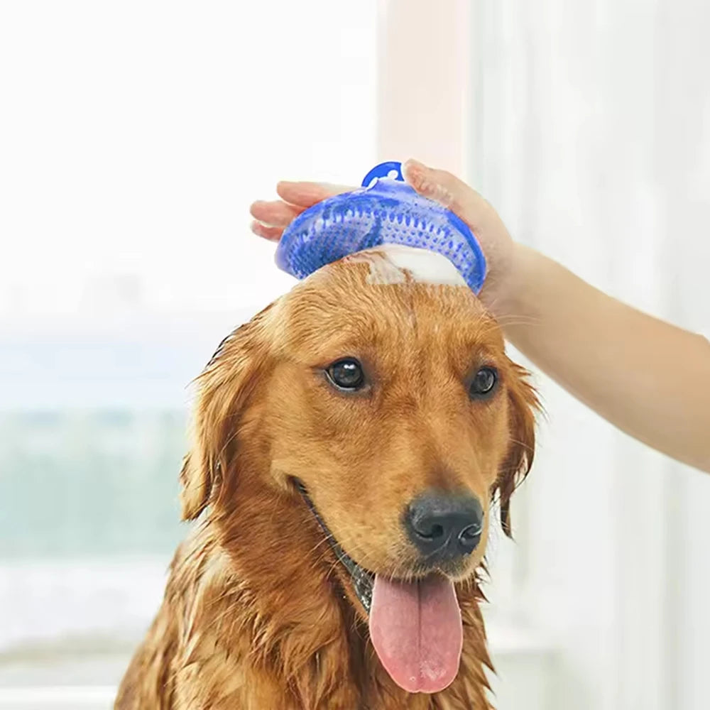 🛁🐾 Soft Rubber Pet Bath Brush Grooming & Massage Comb for Cats & Dogs