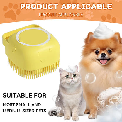 🛁🐾 Dog & Cat Bathing Brush Silicone Massage & Shampoo Dispenser
