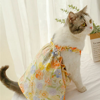 🌸😺 Summer Cat Dress Cotton Suspender Princess Outfit
