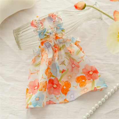 🌸😺 Summer Cat Dress Cotton Suspender Princess Outfit