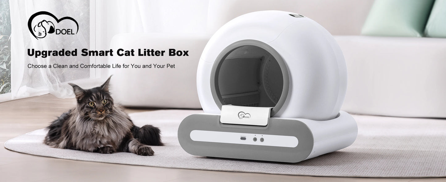 😺 DOEL Smart Cat Litter Box 📱✨ Automatic Self-Cleaning for Multiple Cats