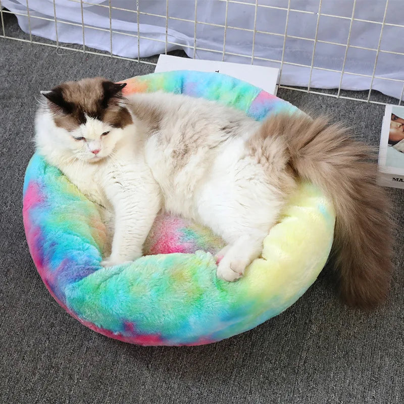 😺🛏️ Plush Donut Cat Bed Super Soft & Washable