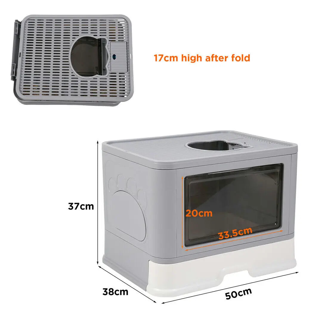 😺🐾 Foldable Cat Litter Box Front & Top Entry with Scoop