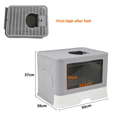 😺🐾 Foldable Cat Litter Box Front & Top Entry with Scoop