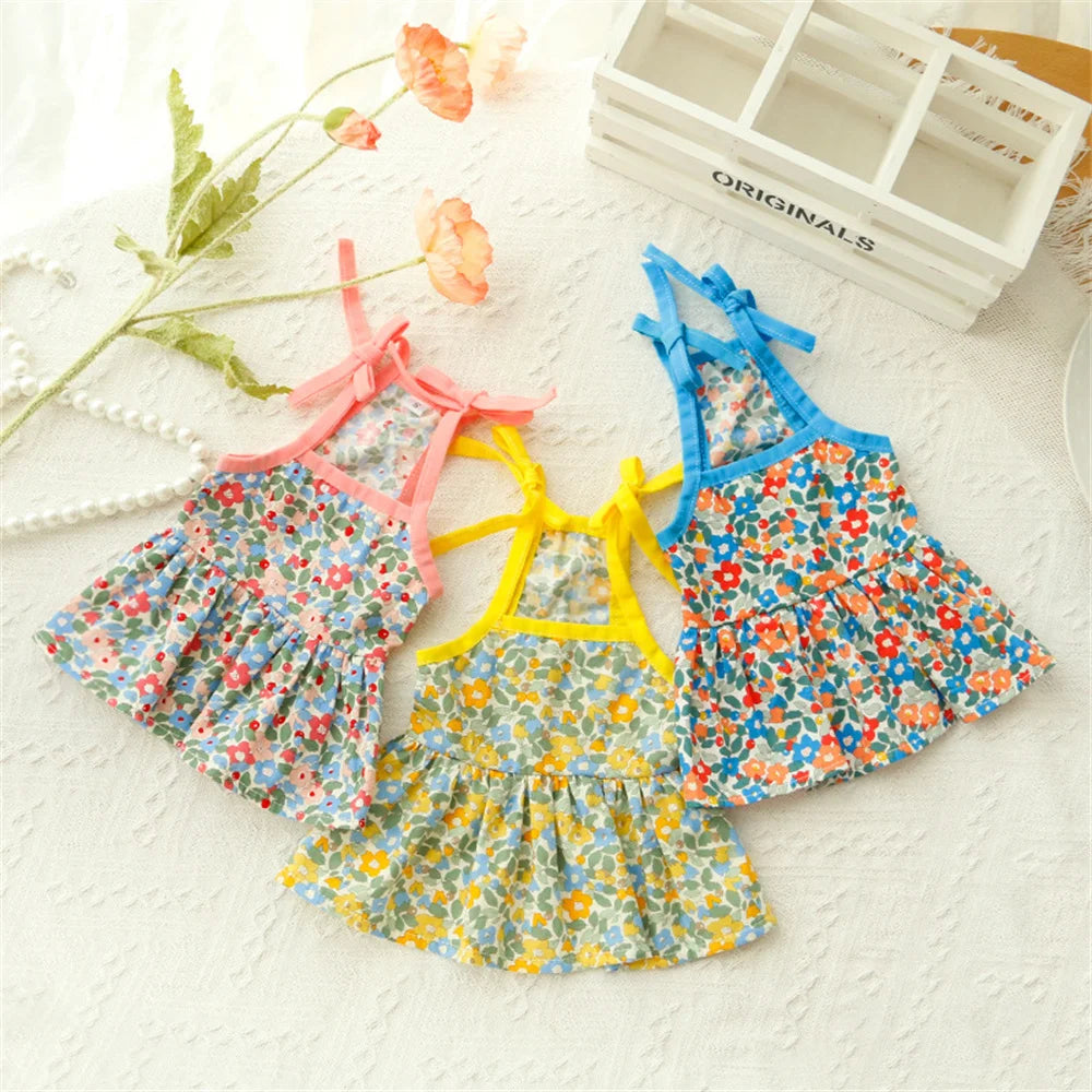 🌸😺 Summer Cat Dress Cotton Suspender Princess Outfit