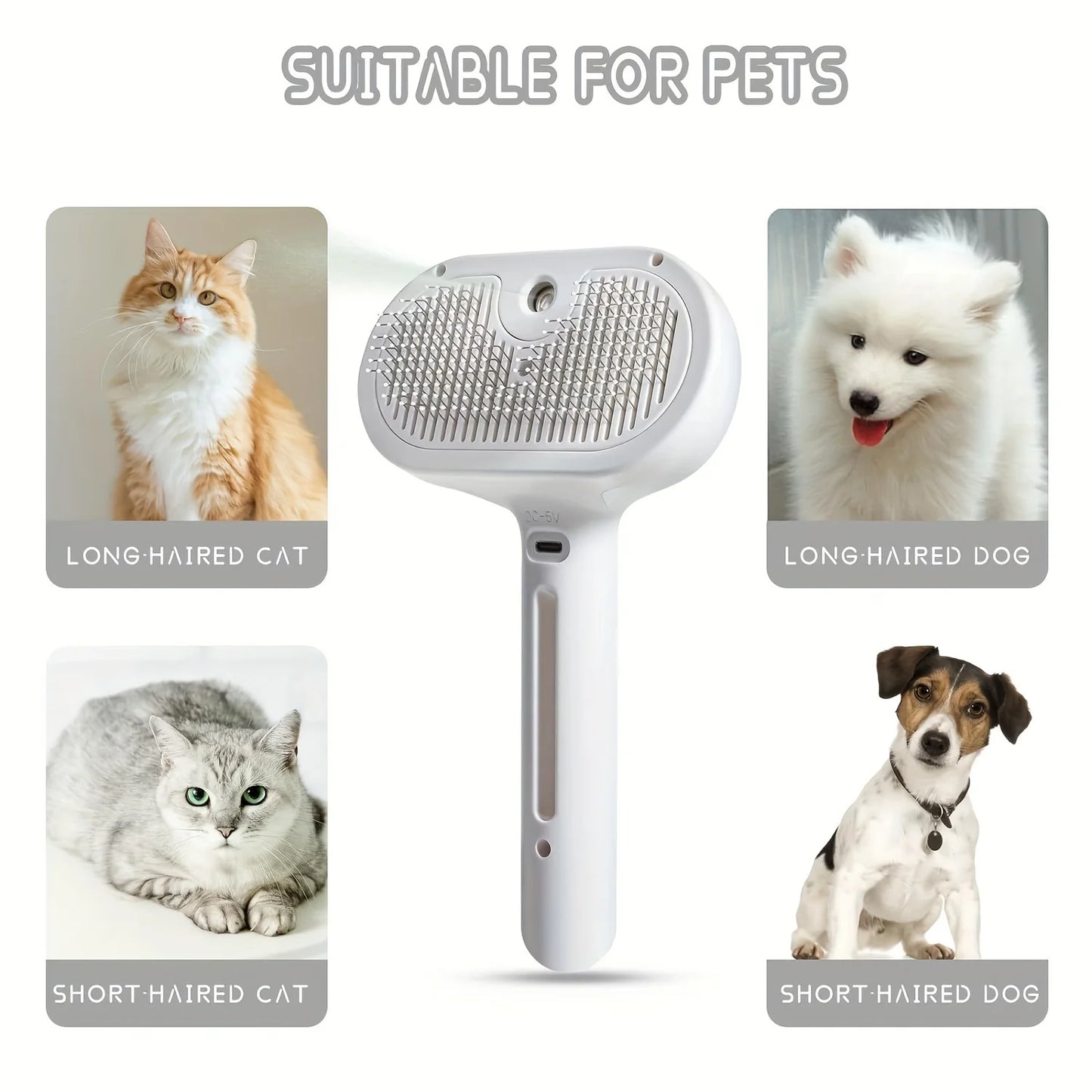 💦🐾 Pet Spray Comb Grooming & Hair Remover Brush for Cats & Dogs