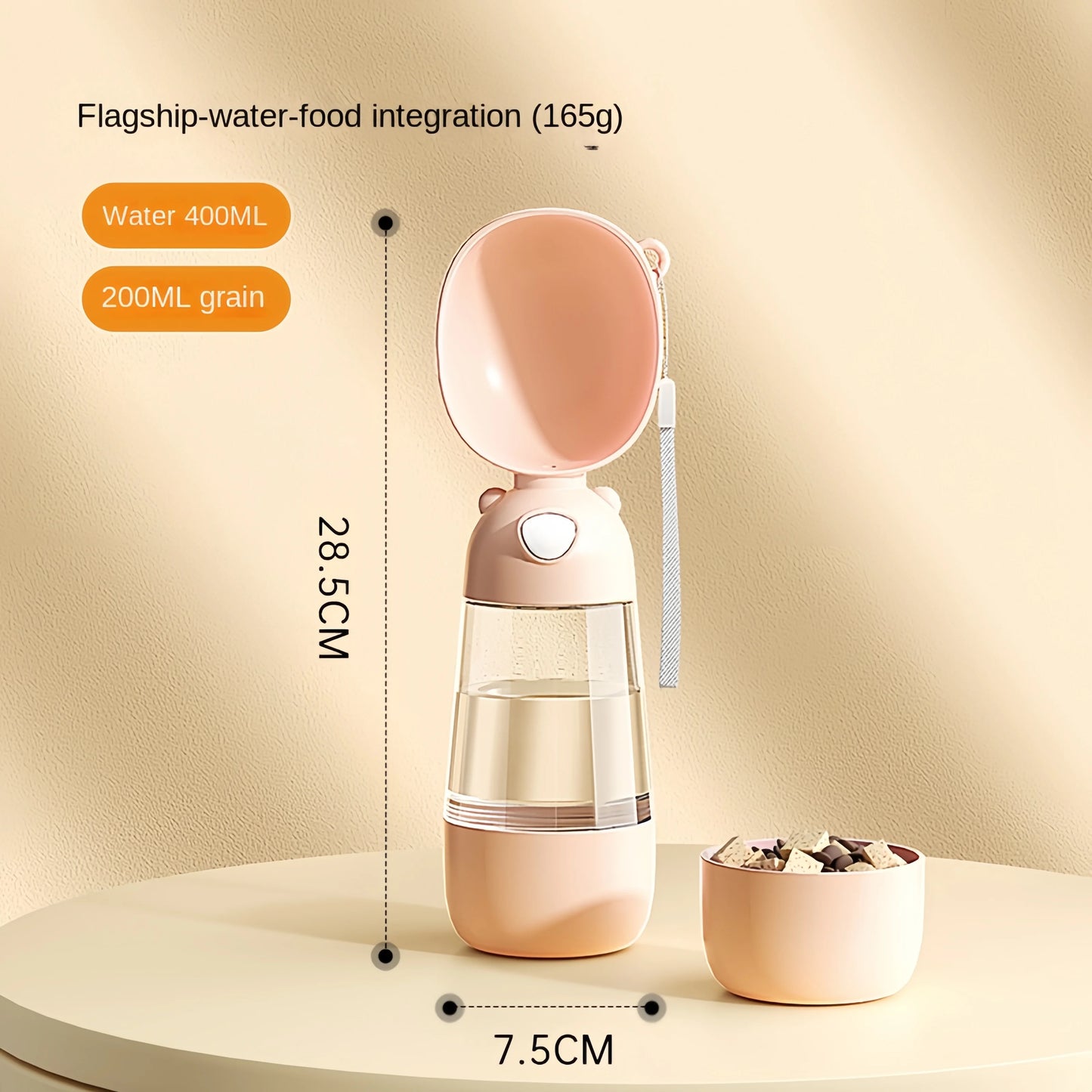 🐶🐱 Portable Pet Water Bottle 💧🍖 Travel Cup with Food Dispenser