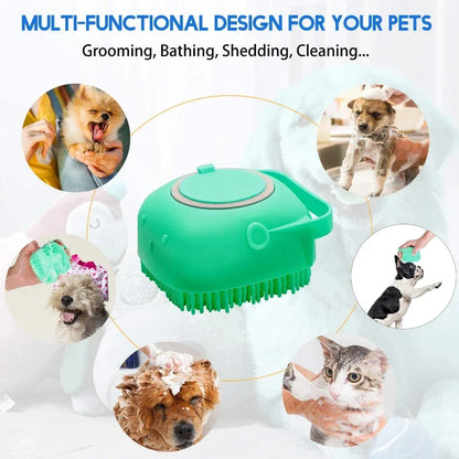 🛁🐾 Pet Shampoo Brush Silicone Massage & Grooming Comb