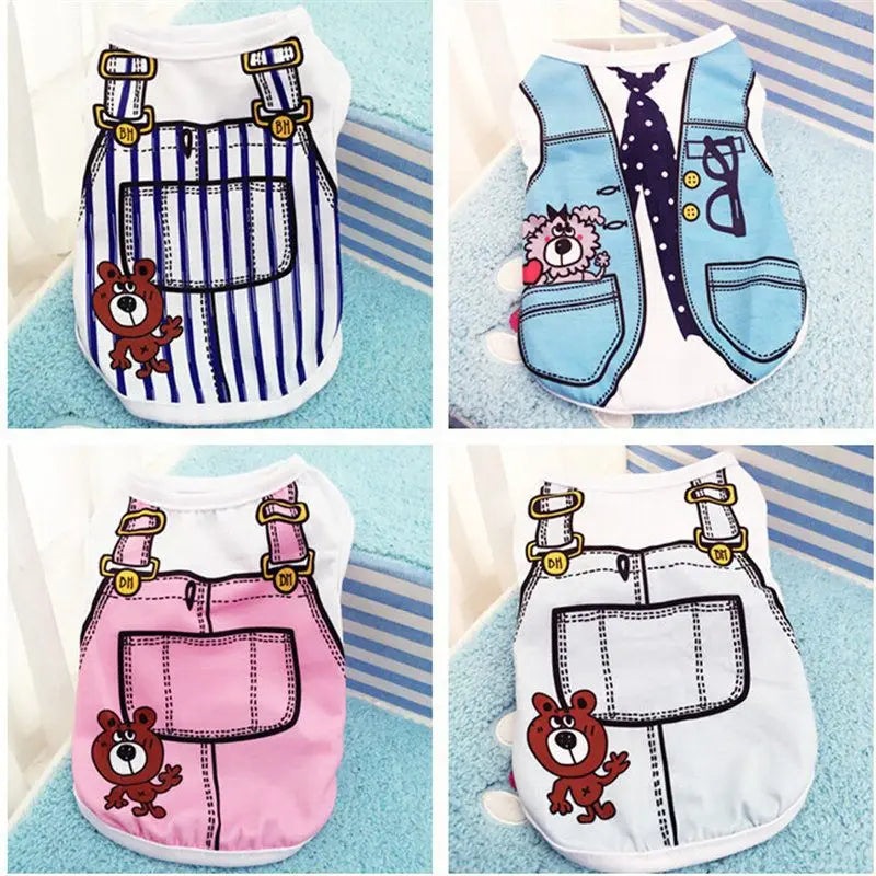 👕🐾 Cartoon Dog T-Shirt Summer Soft Vest for Puppies & Small Dogs