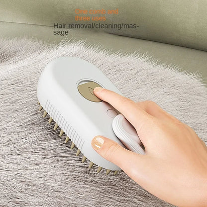 🌫️🐾 3-in-1 Steamy Pet Brush Groom, Massage & De-Shed
