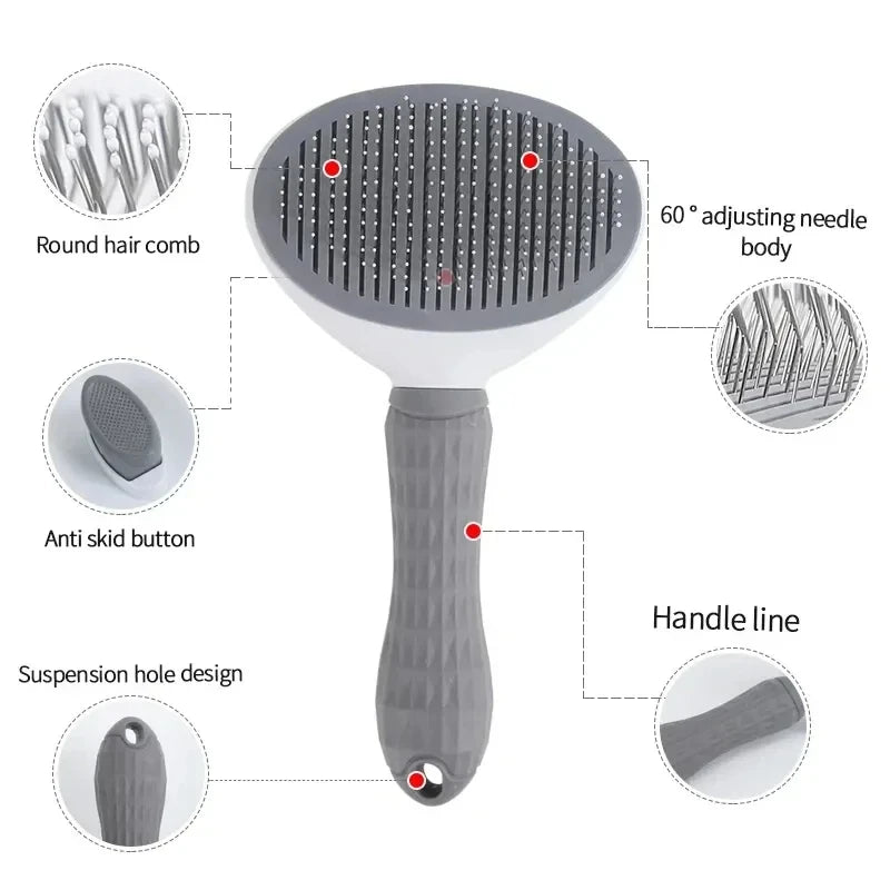 🐶🐱 Self-Cleaning Pet Brush Hair Remover & Grooming Comb